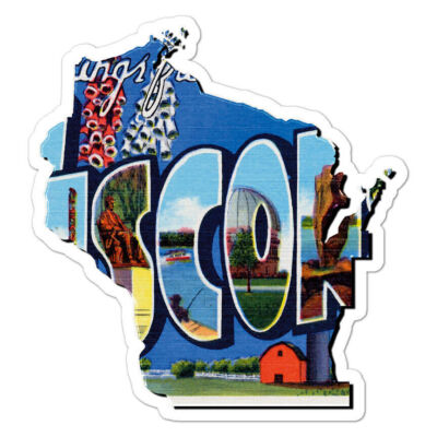 Wisconsin Vintage Map Sticker Decal