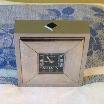 Cartier Desk Clock Alarm Stainless Steel Case | eBay