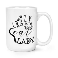 Crazy Cat Lady Pfoten 426Ml Groß Becher Tasse - KäTzchen Big