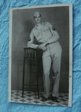 World War II Era Tall Soldier In Uniform; Original B/W Photograph 3-3/8" by 5"