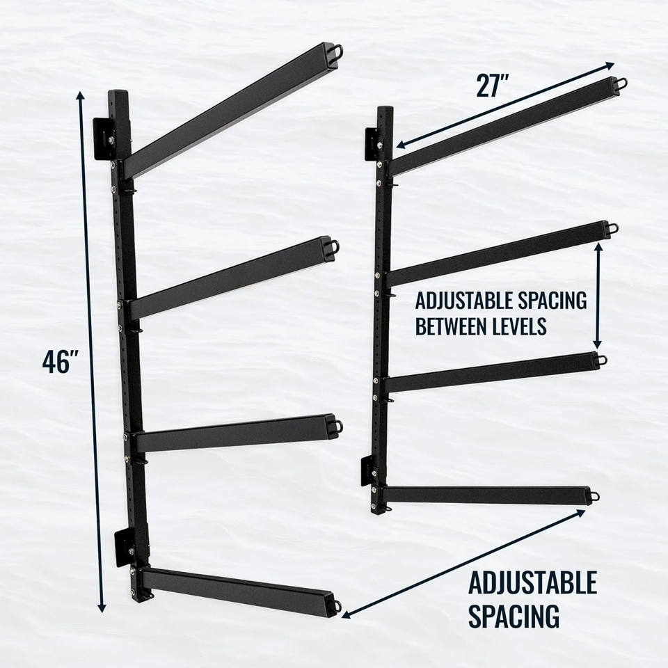 Storeyourboard Outdoor 4 Kayak Storage Rack, Wall Mount, Holds 400 Lbs