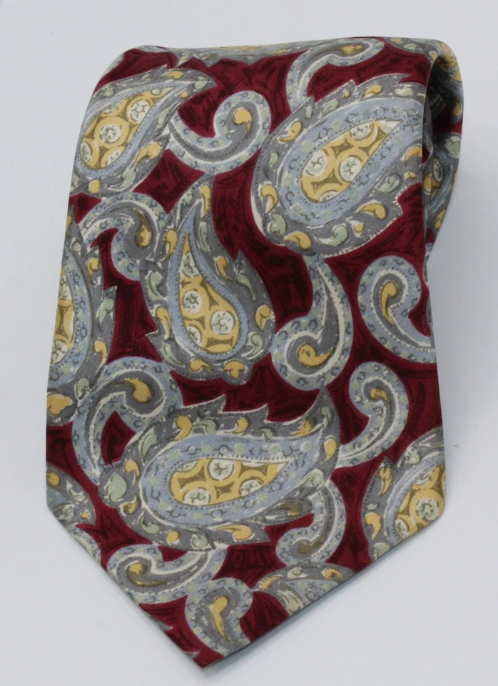 Corbata de Colección Cuello Corbata Condesa Mara Rojo Dorado Patrón Paisley Sixtino Satén Usada Foto 2 de 4