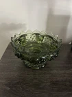 vintage Fenton Colonial Green Hobnail Glass Candle Holder