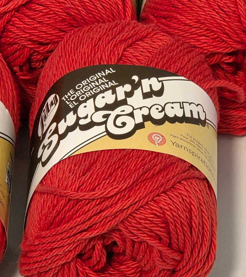 7 Skeins Sugar 'N Cream Yarn Lily Cotton 2.5 oz / 120 yds Each Red Rouge Rojo - Image 2 of 4
