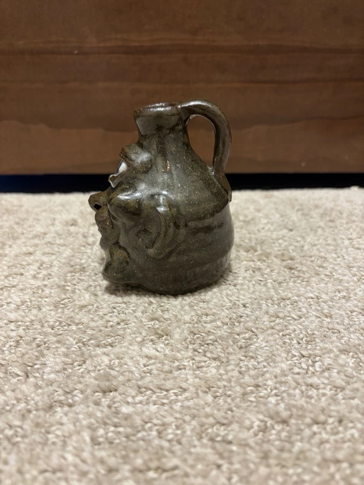 Grace Nell Hewell Mini Face Jug-signed & dated 1-29-2003 Folk Art Sculpture - Image 2 of 4