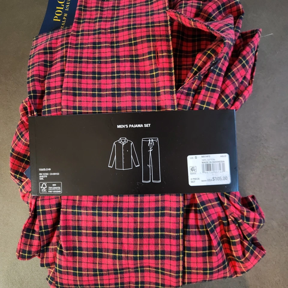 Polo Ralph Lauren Men's Cotton Plaid  2-Piece Pajama Set Size Small NWT  - Image 3 of 4