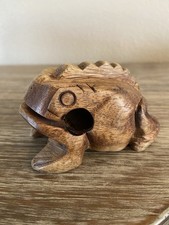 Wood Frog Instrument Hand Carved Toad Musical Sculpture Figure Thailand