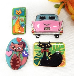 COLLECTIBLE ECHO & HARA MCM RETRO ATOMIC CAT THEMED PIN/BROOCH LOT
