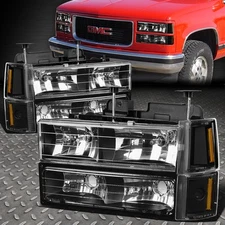 FOR 94-00 GMC C10 C/K SUBURBAN BLACK HOUSING AMBER CORNER HEADLIGHT BUMPER LAMP
