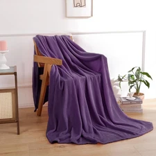Purple Fleece Throw Blanket for Couch Chair Sofa, Soft Warm Fuzzy Cozy Blanke...