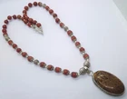 Cobra & Red Jasper Gemstone Necklace Handmade Beaded Pendant Jewelry