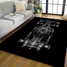 1pc Racing Car Blueprint Themed Anti-slip Carpet -durable Polyester Home Decora 1pc Racing Car Blueprint Themed Anti-slip Carpet -durable Polyester Home Decora