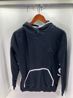 HUF Pullover Hooded Sweatshirt Mens S Black White Logo Pockets Snap Outdoor