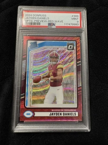 2024 Panini Donruss - Jayden Daniels #389 Optic Preview Red Wave Prizm (RC)psa 9