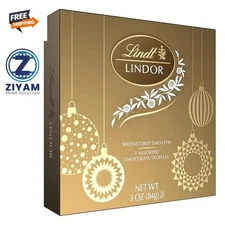 Lindt LINDOR Holiday Assorted Chocolate Candy Truffles Token Gift Box, 3.0 oz