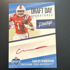 Panini Prestige Draft Day Signatures Carlos Henderson /25 Autograph Bulldogs 