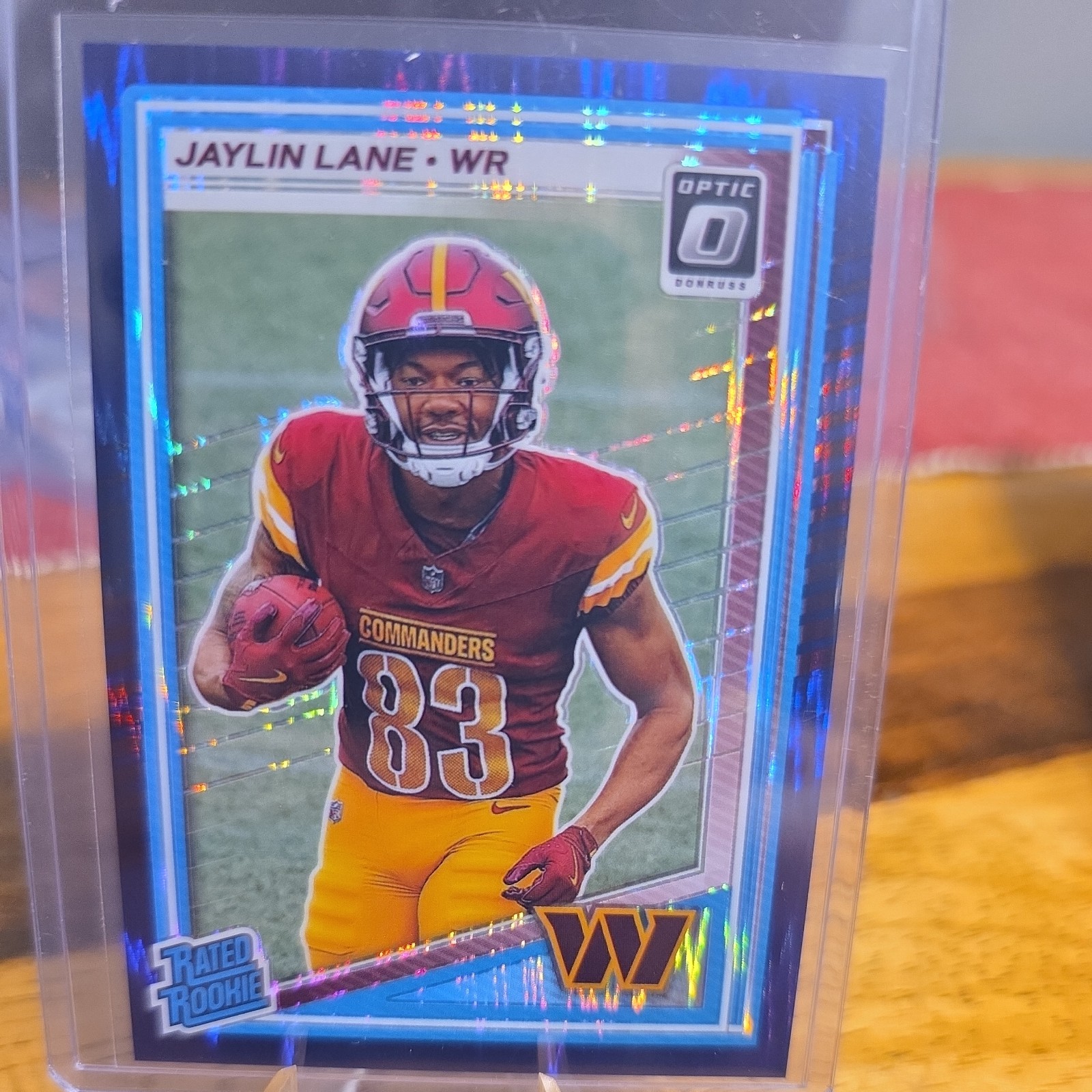 2025 Panini Optic Purple Shock Rated Rookie Jaylin Lane Prizm #249 Commanders RC