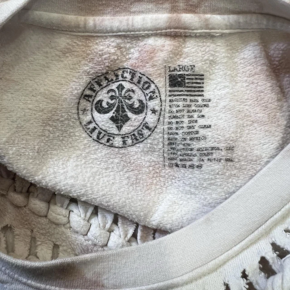 Moletom feminino rosa e branco Affliction gola redonda tamanho G - Imagem 3 de 4