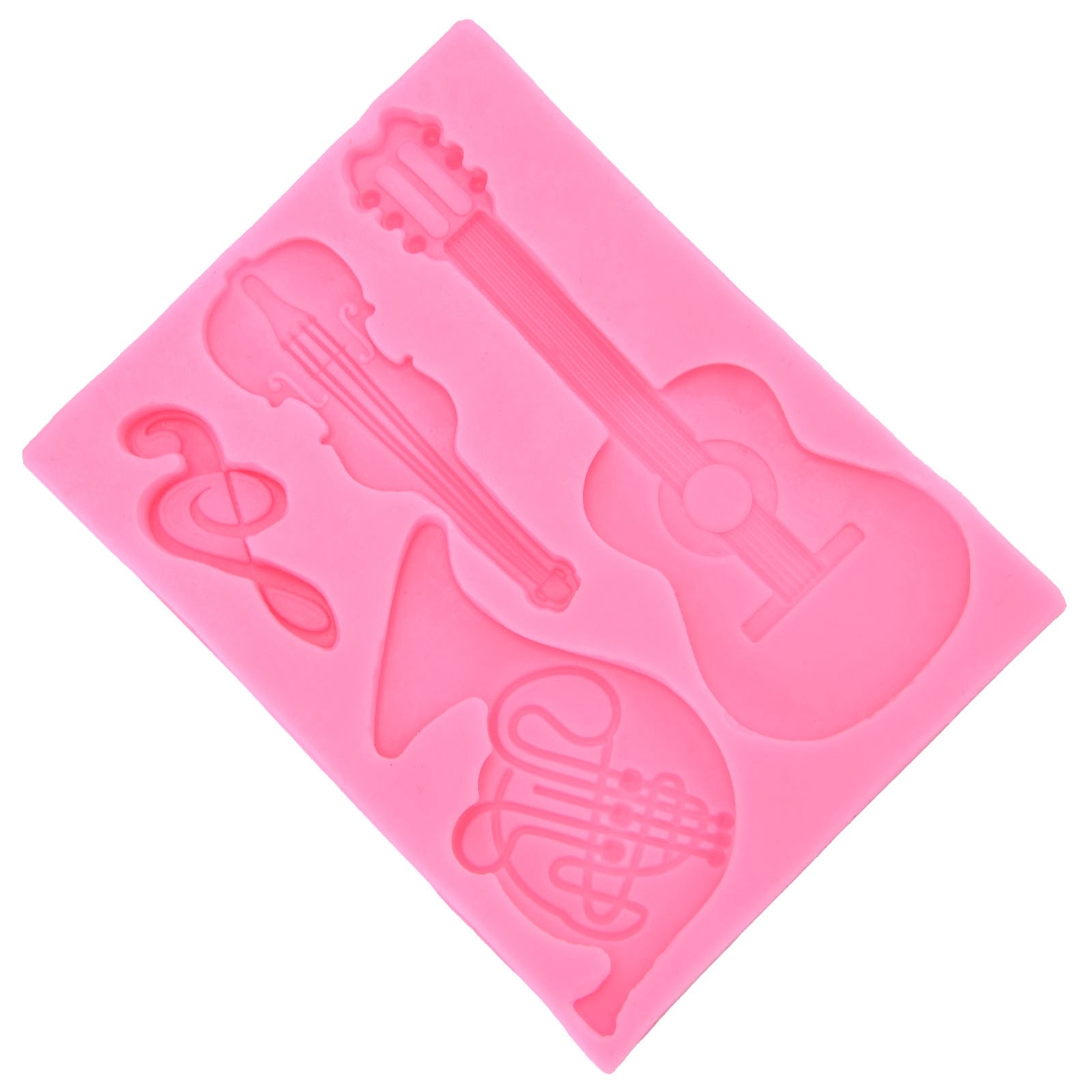 .Guitar Shape Silicone Mold Chocolate Fondant Cake Decor Mold For Home Bakery