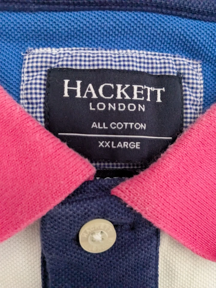 Hackett tailored fit Mens XXL multicolor short sleeve polo embroidered logo - Imagen 3 de 4