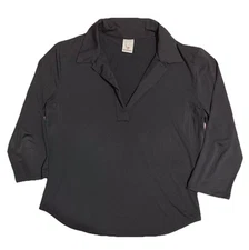 Vintage Newport Black Collard Top Size Large 90s Stretchy Wear All Day Comfort