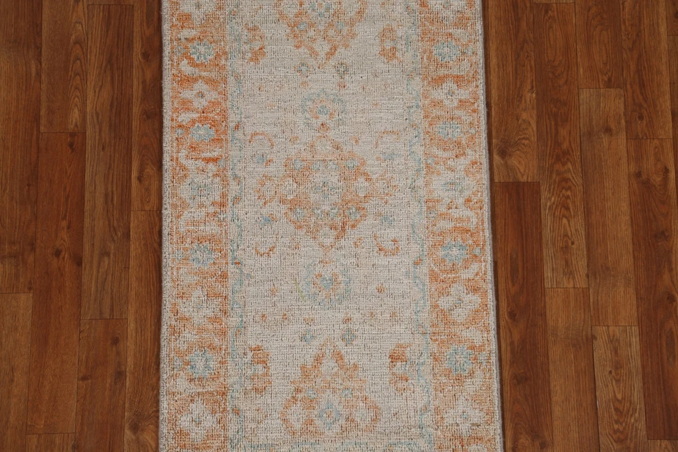Vegetable Dye Unique Oushak Turkish Rug 2x4 Ft Handmade Transitional Foyer Rug - Image 3 of 4