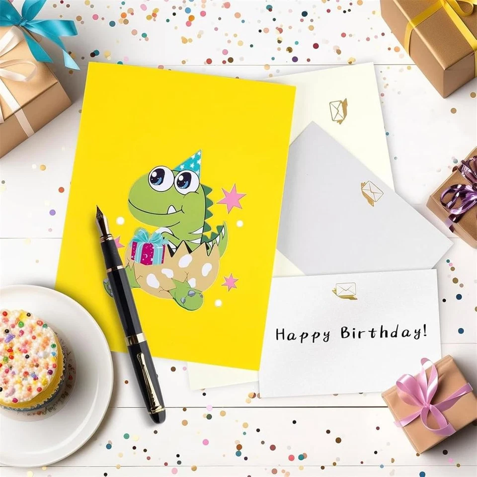 Dinosaur Birthday Pop Up Card, Birthday Card with Fun Dinosaur Design, 3D - image 4 of 4