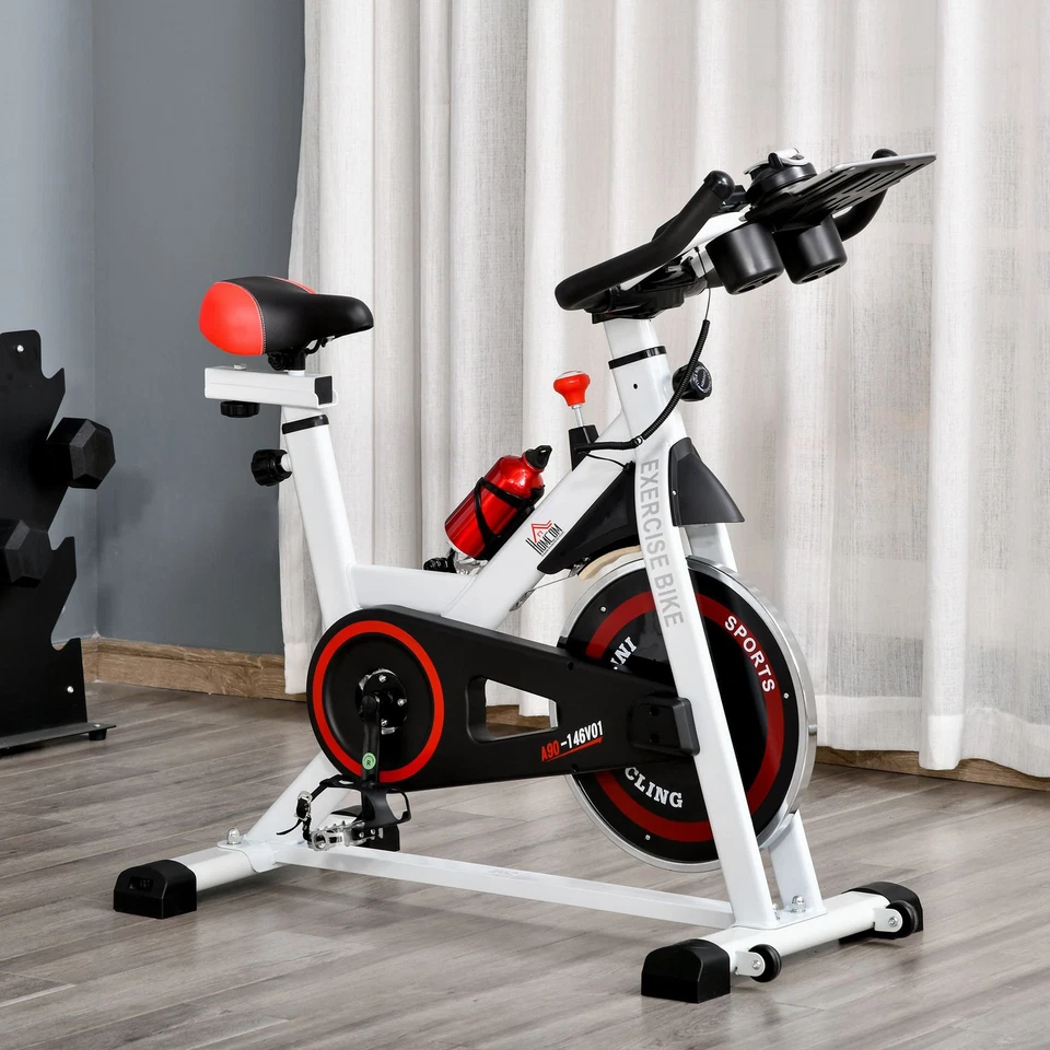 HOMCOM Cyclette Professionale con Schermo LCD Portabicchieri Volano 8kg Bianco - Immagine 2 di 4