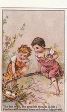 James Pyle's Pearline Girls on Branch Nest w Eggs THE HUSBAND Vict Card c1880s