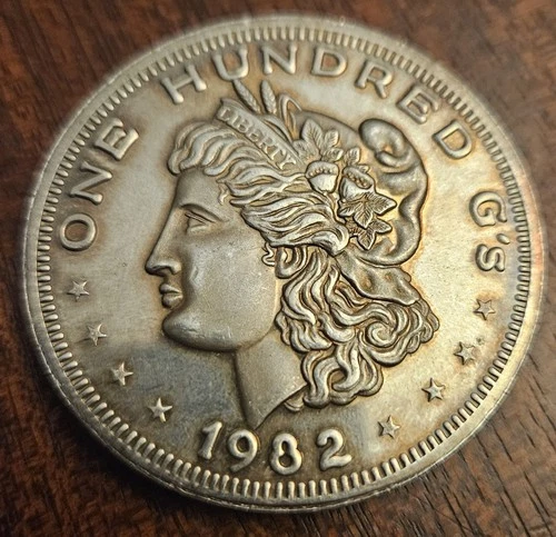 1982 Crabtree Mint Morgan Design 100 gram .999 Fine Silver Art Round