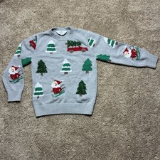 KIDS SWEATER Size 6X / 7 Color Gray Thick With Christmas Themed Design H M