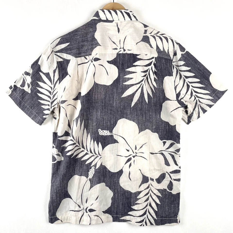 Tommy Bahama Hialeah Hibiscus Camp Shirt Mens S Grey White Floral Silk Cotton - image 2 of 4