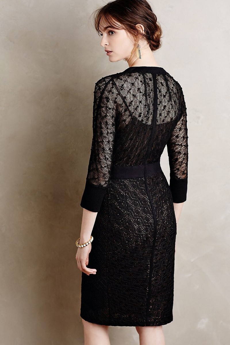 NWT! Anthropologie Beguile Byron Lars Mona Black Lace Button Front Dress  00P | eBay