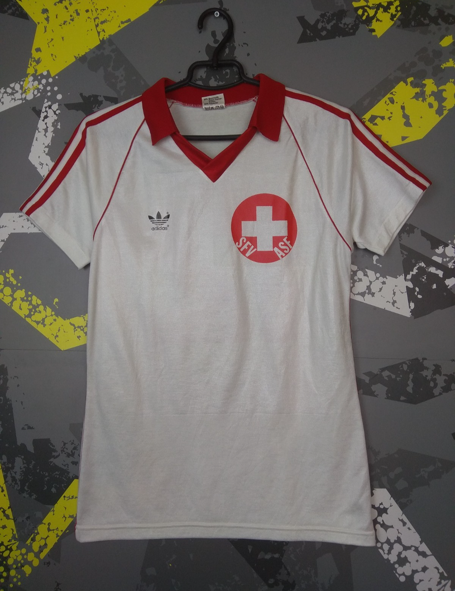 Switzerland Jersey Match Worn 1980 1982 Away MEDIUM Shirt Adidas