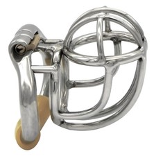 Stainless Steel Male Chastity Device Upturned Cage Men Metal Locking Belt CC156