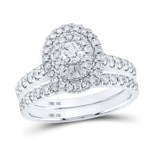 10kt White Gold Womens Round Diamond Bridal Wedding Engagement Ring Band Se