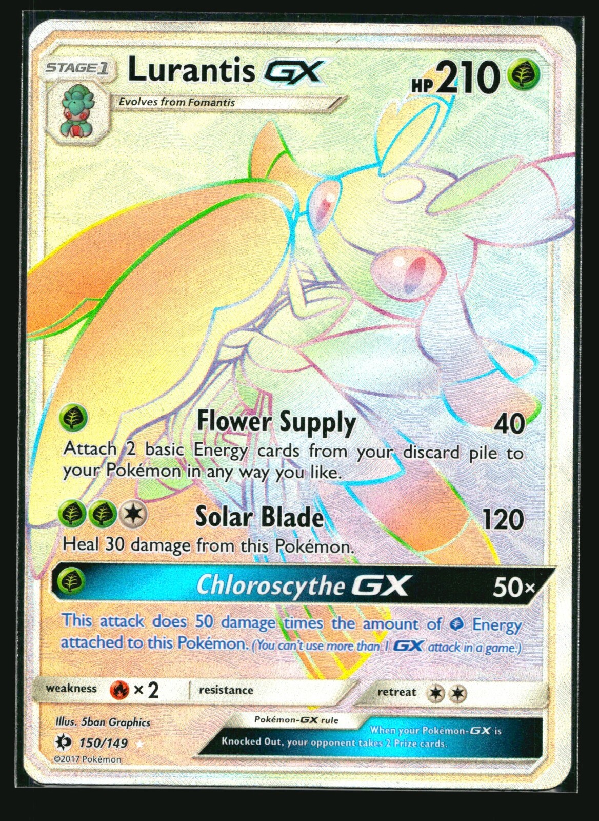 Pokemon Card Lurantis GX 150/149 Sun & Moon Base Secret Rare NM