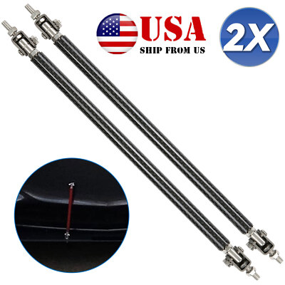 Carbon Fiber Adjustable 8''-13'' Bumper Lip Splitter Strut Rod Tie Support Bar.
