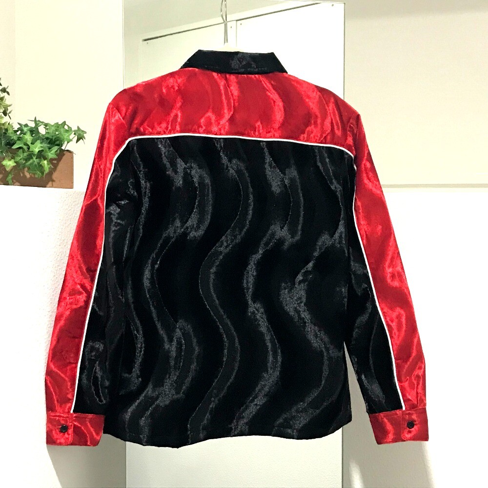UNUSED SUPREME 18AW Velvet Swirl Work Shirt Long sleeve Red UNUSED SUPREME 18AW Velvet Swirl Work Shirt Long sleeve Red