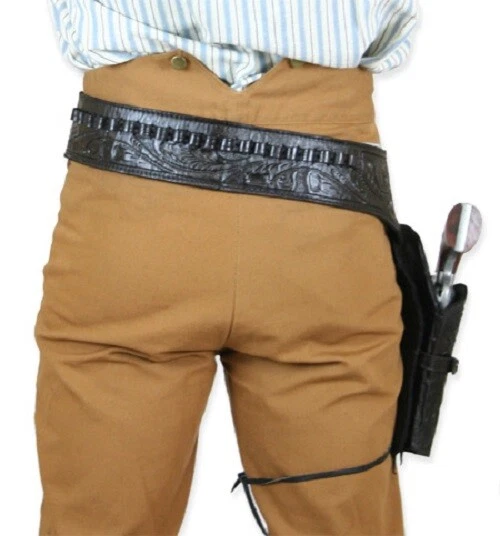 Gun Holster Belt Leather Revolver Pistol Tooled .22 .35/357 .44/45 Cal Western - Image 2 of 4