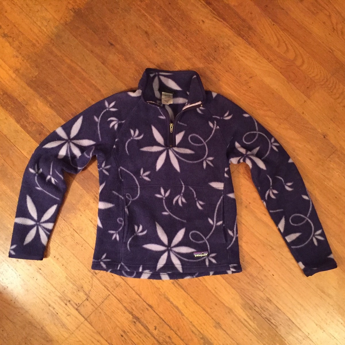 Rare Vtg Patagonia Pullover Fleece Floral Flower Print 1/2 Zip
