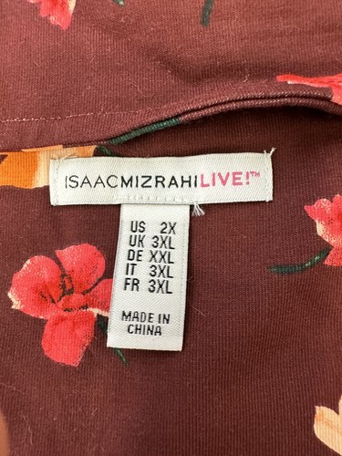 Isaac Mizrahi Live! Top Womens Size 2X Engineered Floral Print Mock Neck Red - Picture 7 of 9