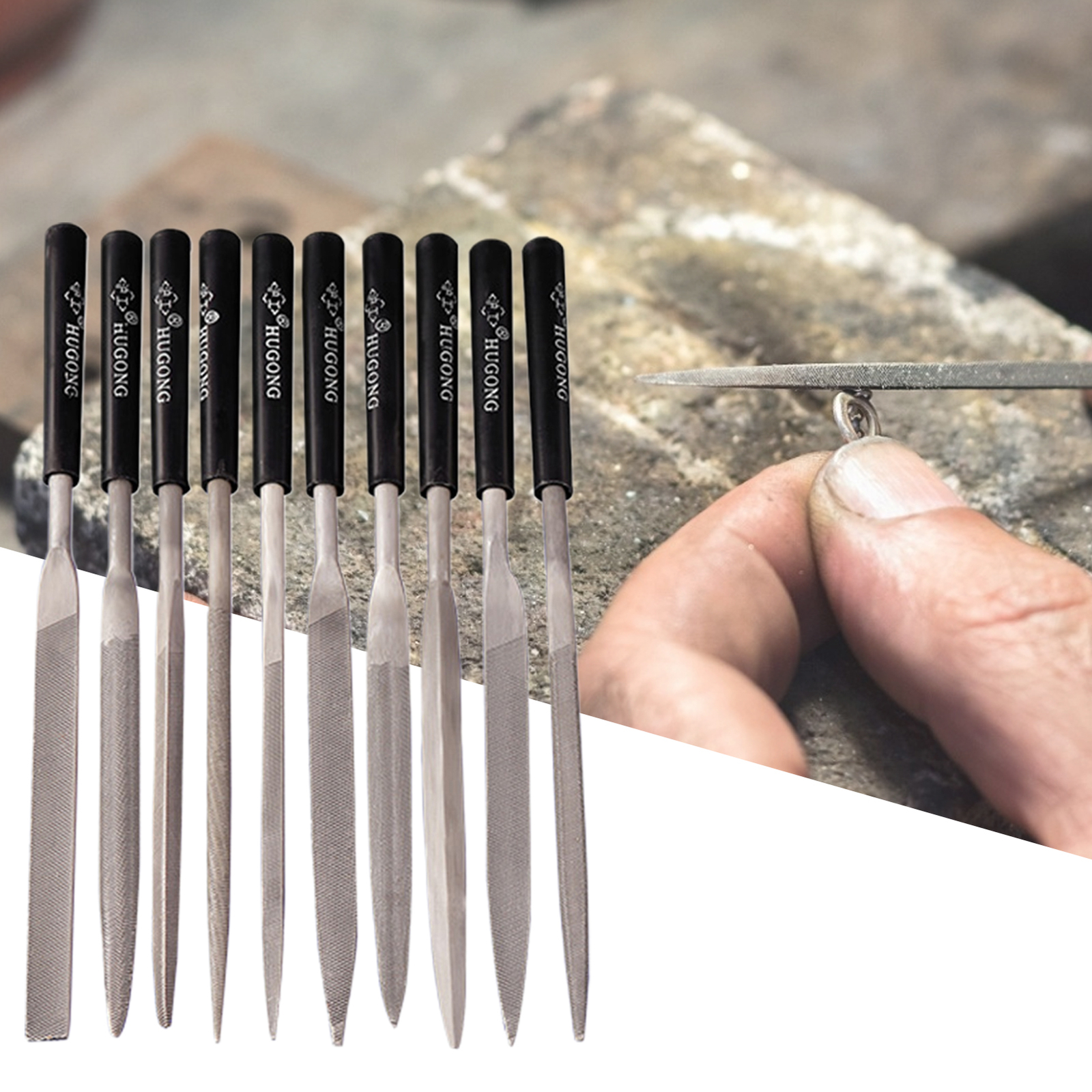 10pcs/set Metal File Hard Fine Gear Cutting Exquisite Ergonomic Handle ...