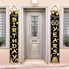 60th Birthday Party Banner Decorations for Women Men 60 Year Old Door Banners...