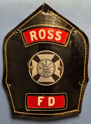 Cairns Ross FD Fire Dept Leather Helmet Front Shield OH PA Ohio PENNSYLVANIA 