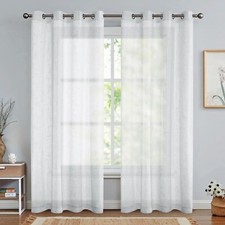 Sheer Curtains for Bedroom Voile Drapes 84" Long 55" Wide Pair White