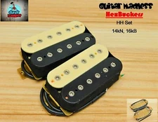 G.M. HexBucker Hight Output Humbucker Set (50mm,52mm) Zebra, Chrome Poles