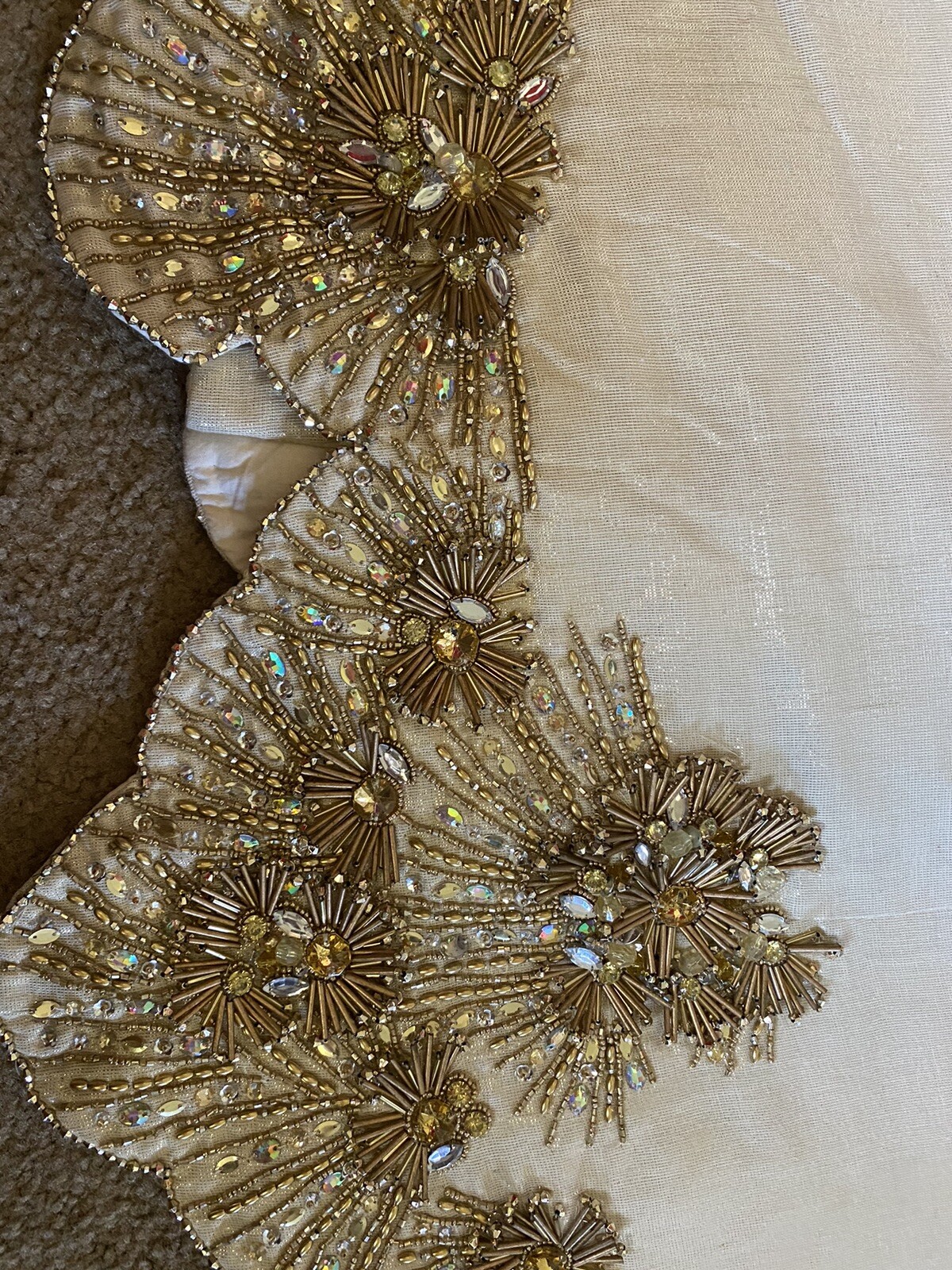 Kim Seybert Gold Champagne Beaded Holiday Tree Skirt “Trevi” Sample Sale NWT eBay