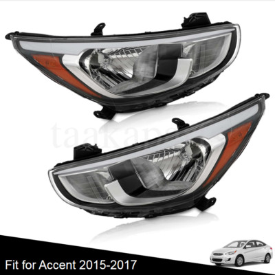 Headlights Pair For 2015 2016 2017 Hyundai Accent Left+Right Side ...