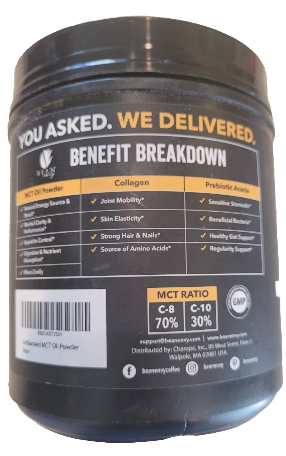 Bean Envy 492g MCT Oil Powder + Collagen Chocolate Flavor Supplement